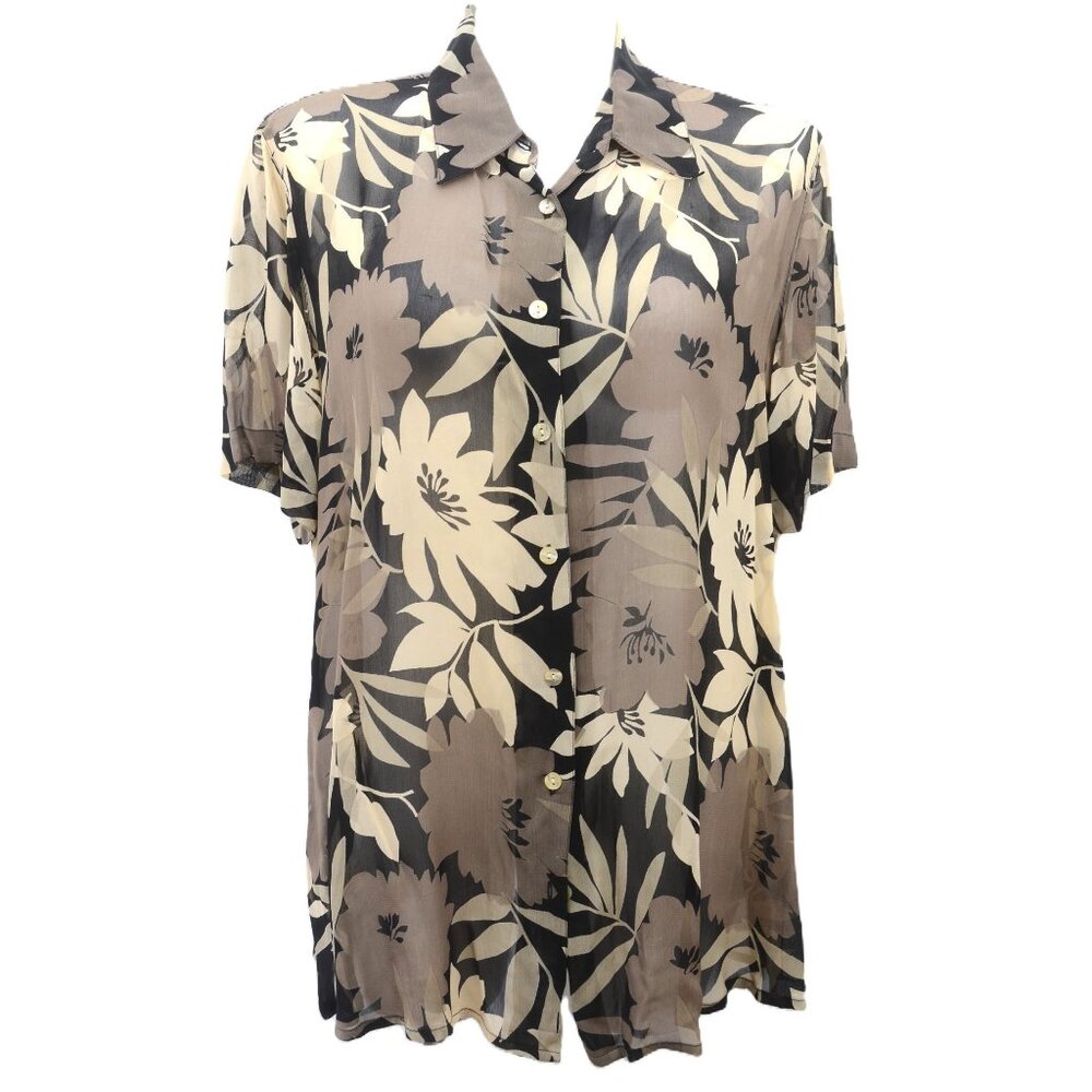 Avenue PLUS Size 18/20 Floral Button Down Tropical Camp Shirt Top Blouse Kawaii